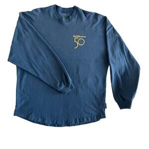 Walt Disney World 50th Anniversary Spirit Jersey Shirt Blue Crewneck Medium